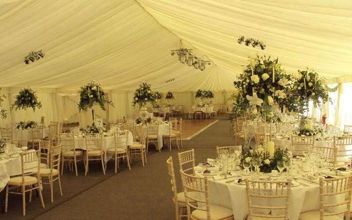 Inside a clear frame marquee