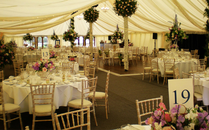 Internal Marquee with Tables Chairs and Dance Floor